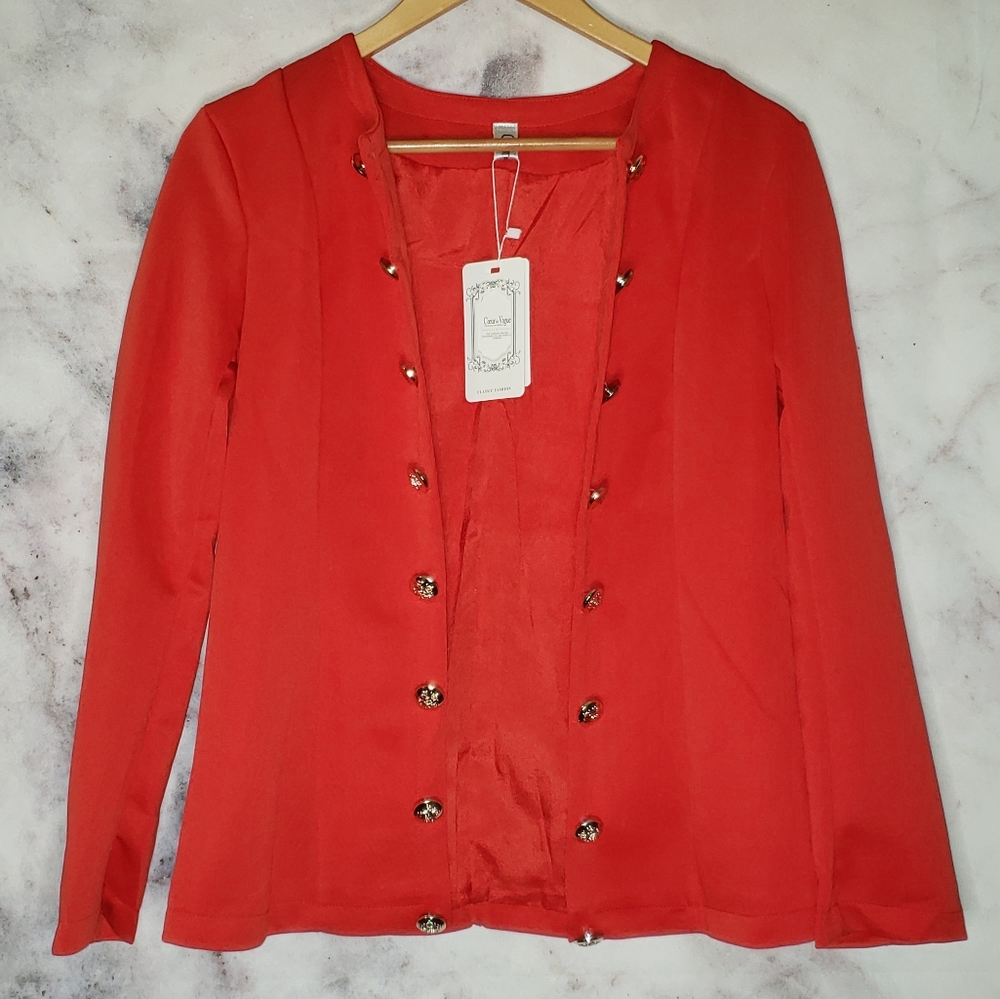 NEW! Coeur De Vague open front red blazer size Med